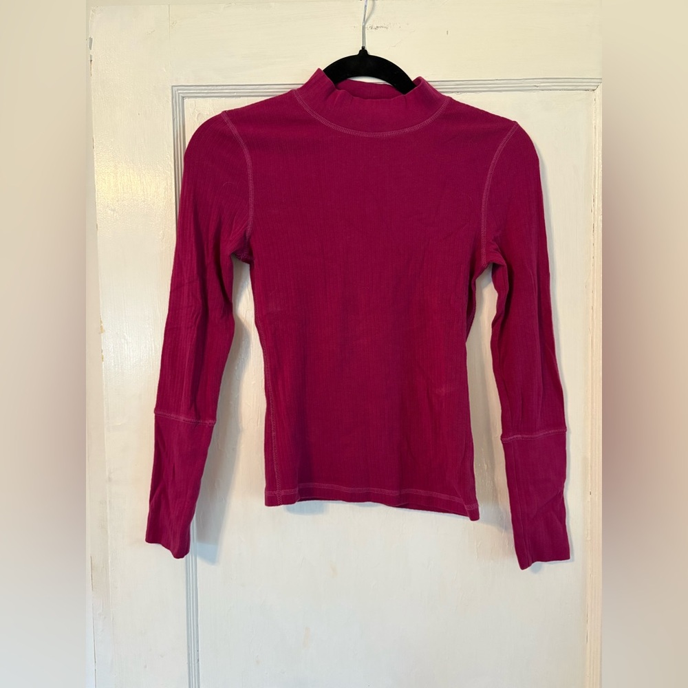 Free People Magenta Long Sleeve Top